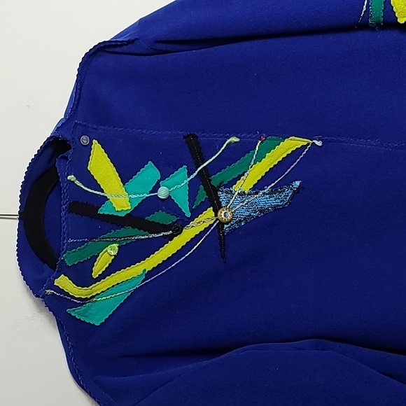 JUST BARB Heavy Weight Abstract Pattern Open Front One Pocket Cardigan Size L/XL - Picture 5 of 16